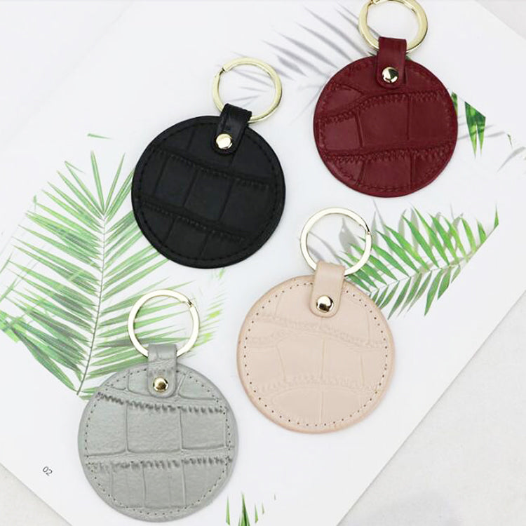 Crocodile Leather Circle Keyring