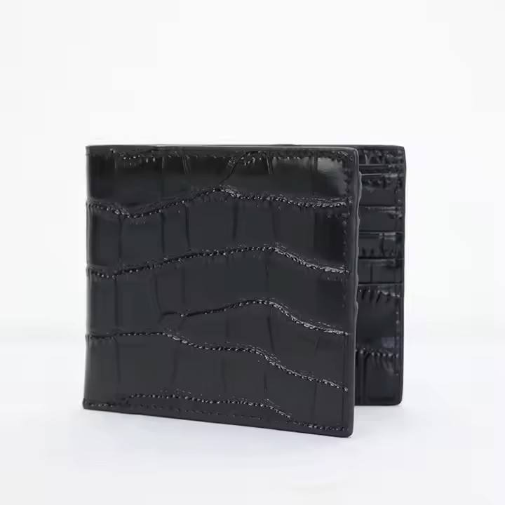 Mens Crocodile Printed Leather Bifold Wallet