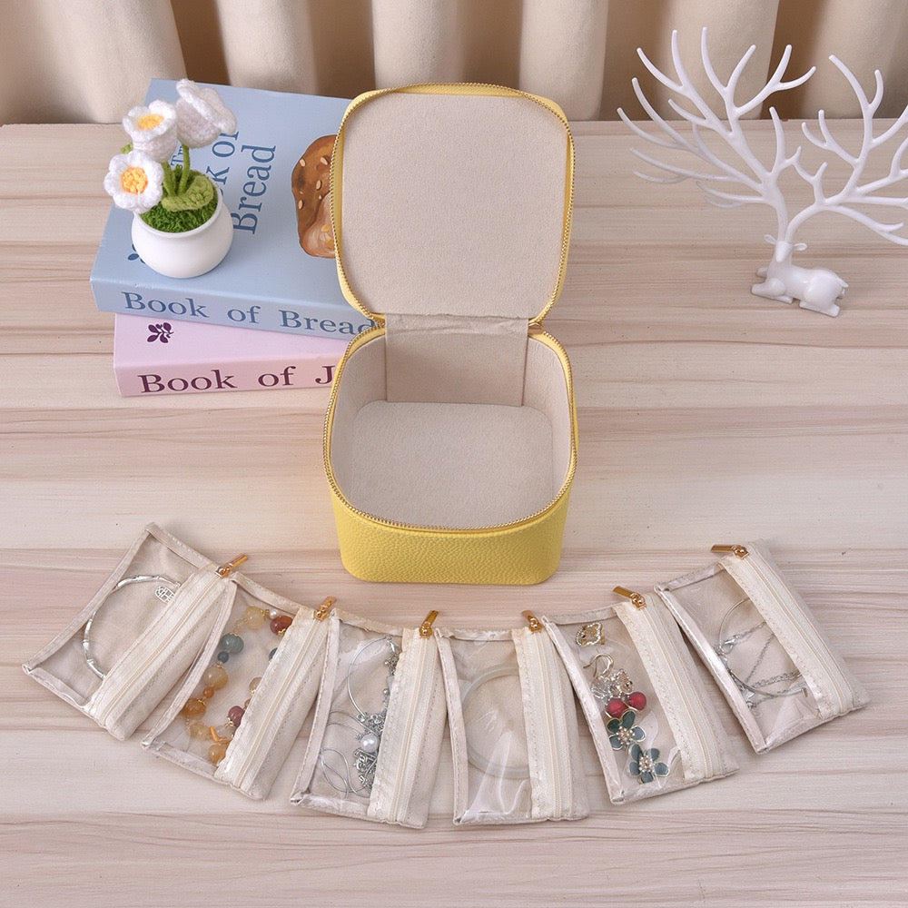 Small Jewelry Organizer with 6 Velvet Pouches