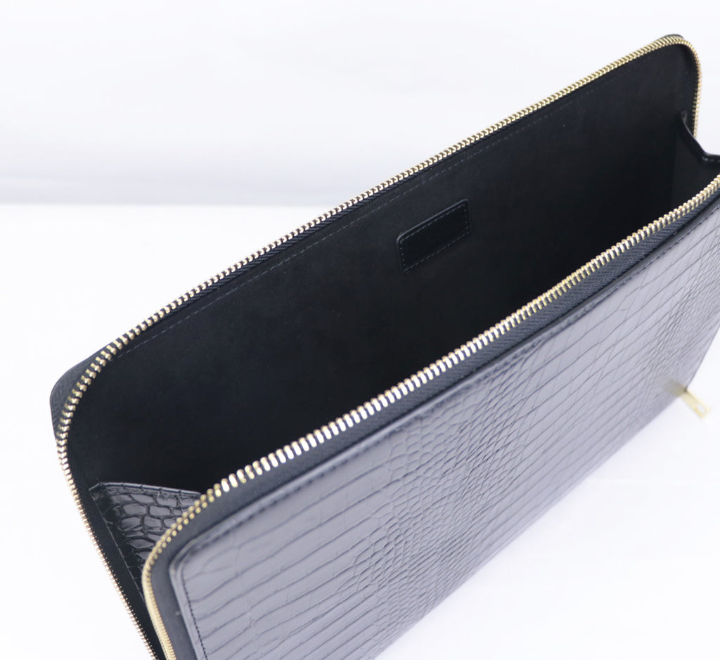 Crocodile Printed Leather Laptop Case