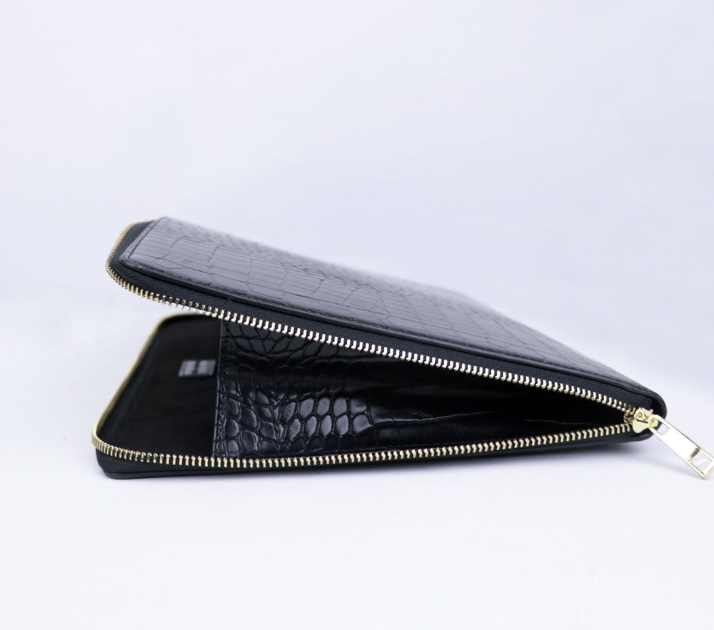 Crocodile Printed Leather Laptop Case