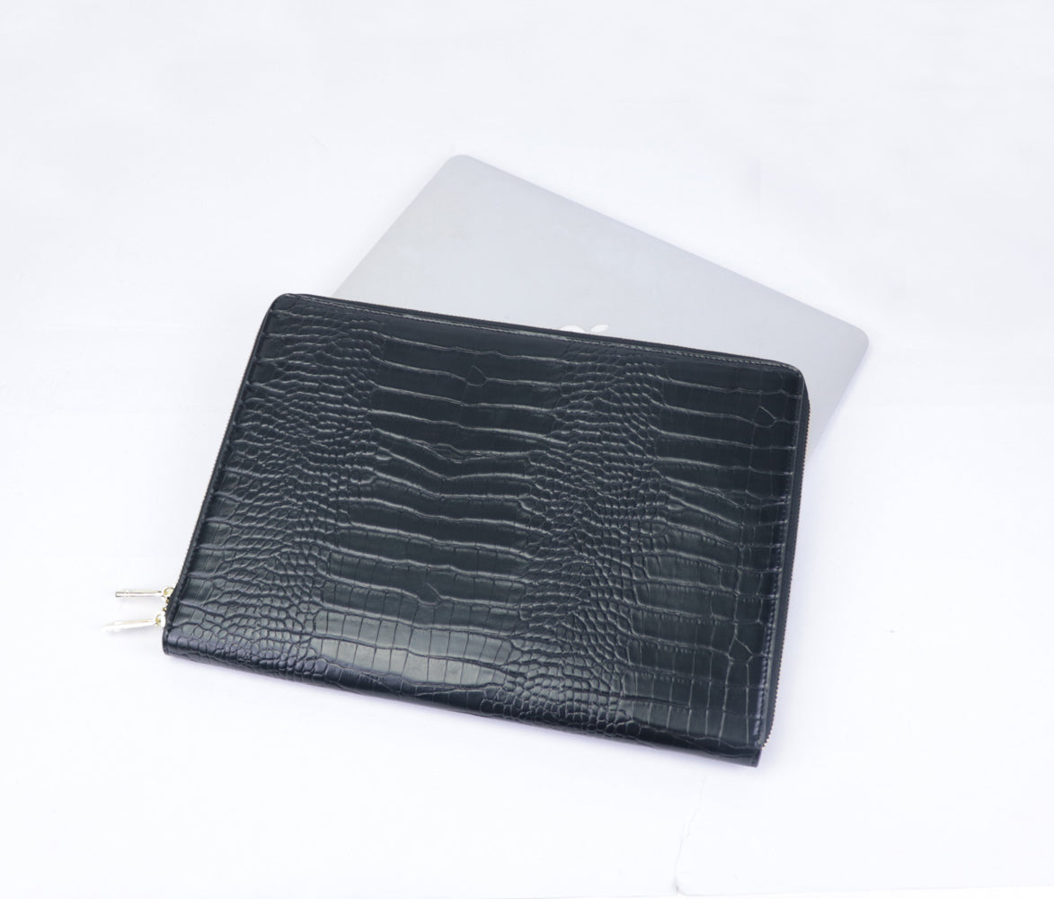 Crocodile Printed Leather Laptop Case