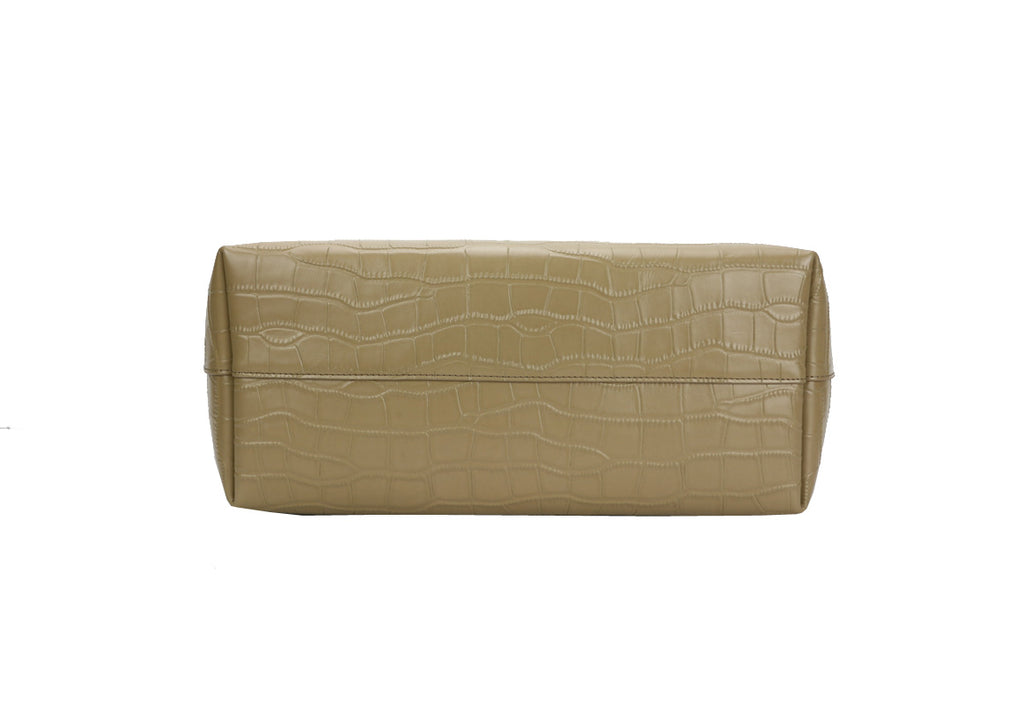 HB001 Croco-Embossed Genuine Leather Shopper Bag