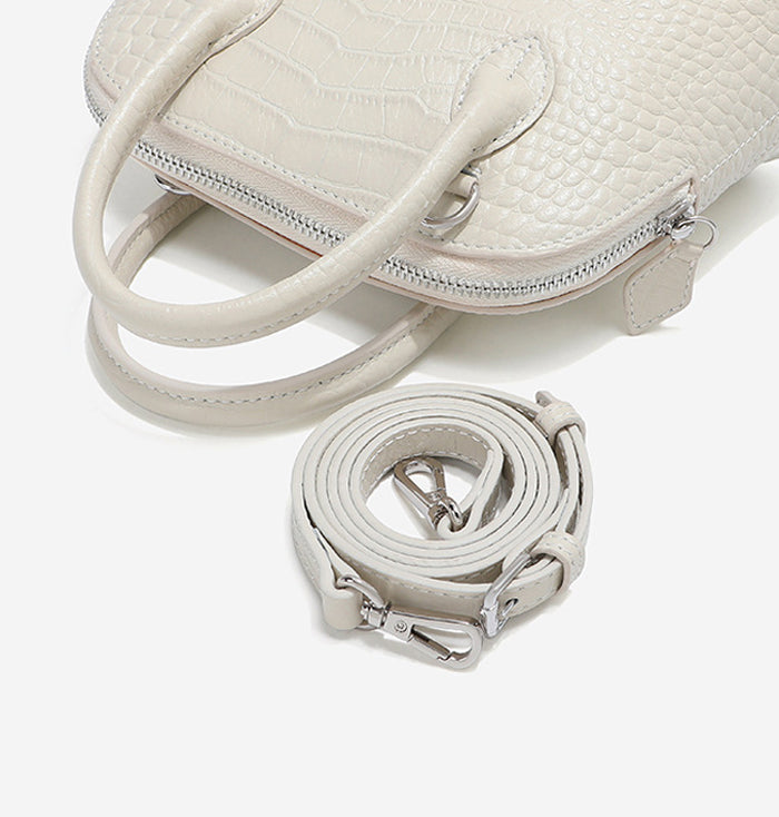 HB015  Croc-Embossed Leather Satchel