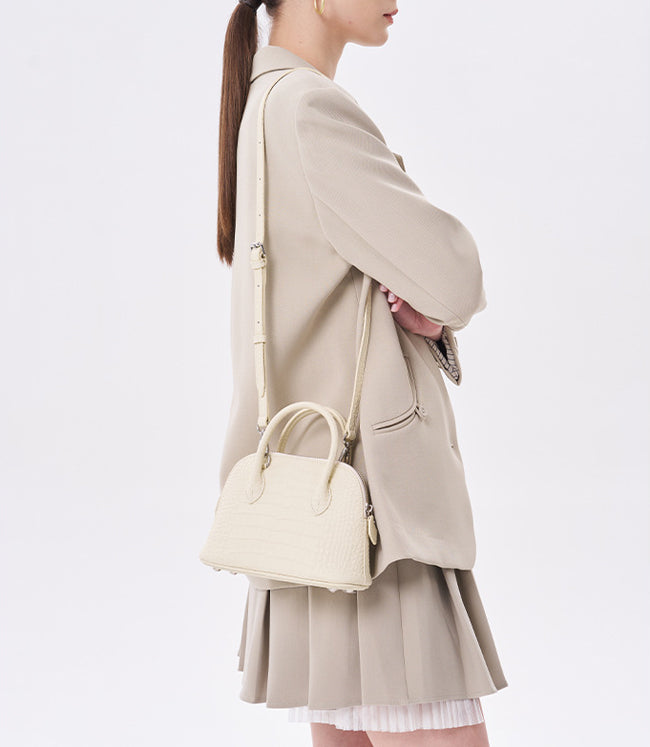 HB015 Croc-Embossed Leather Handbag