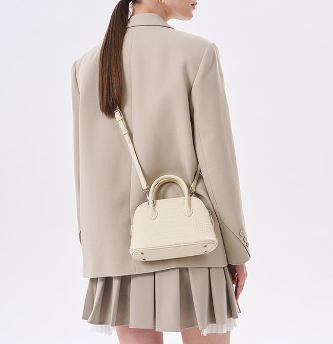 HB015  Croc-Embossed Leather Satchel