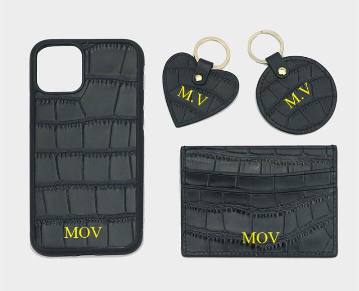 Crocodile Leather Heart Keyring