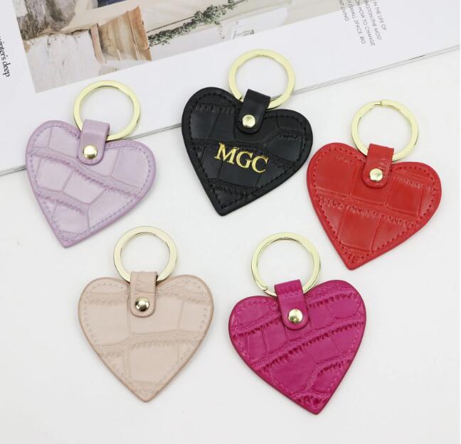 Crocodile Leather Heart Keyring