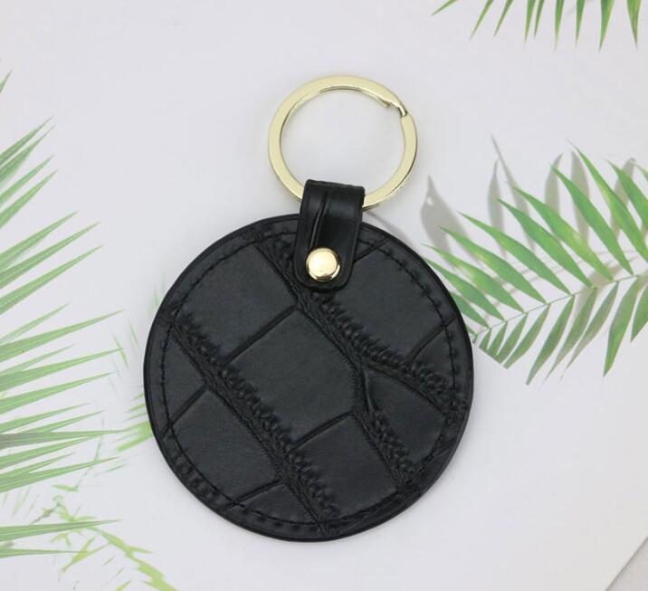 Crocodile Leather Circle Keyring