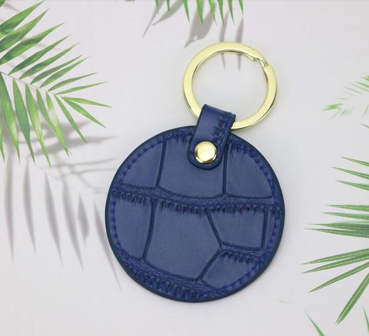 Crocodile Leather Circle Keyring