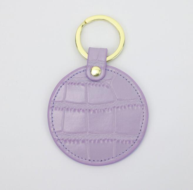 Crocodile Leather Circle Keyring