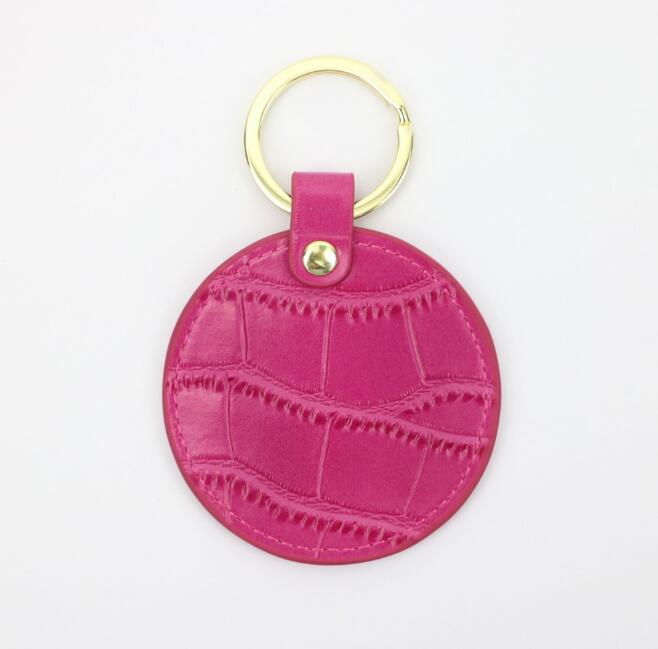 Crocodile Leather Circle Keyring