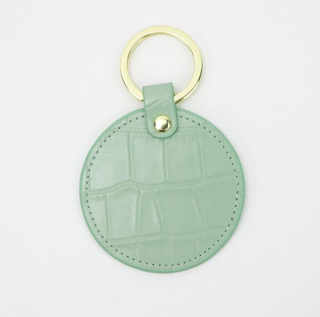 Crocodile Leather Circle Keyring