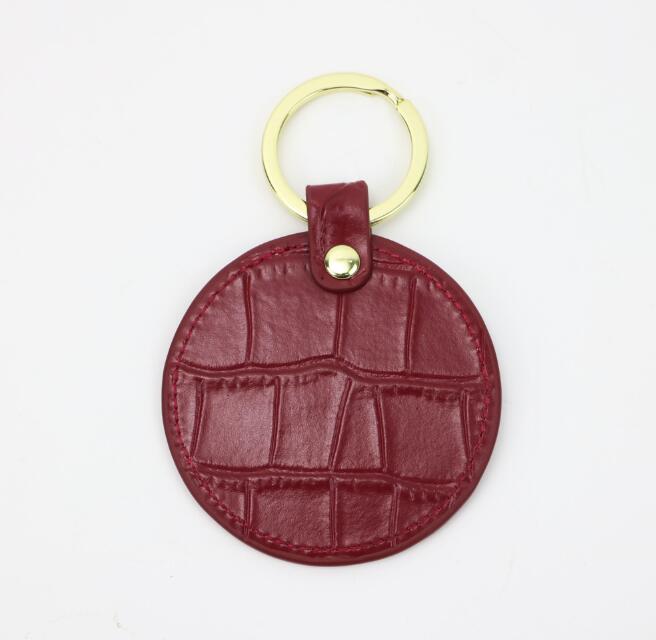 Crocodile Leather Circle Keyring