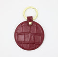 Crocodile Leather Circle Keyring