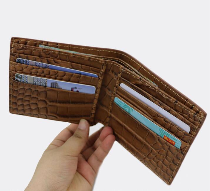 Mens Crocodile Printed Leather Bifold Wallet