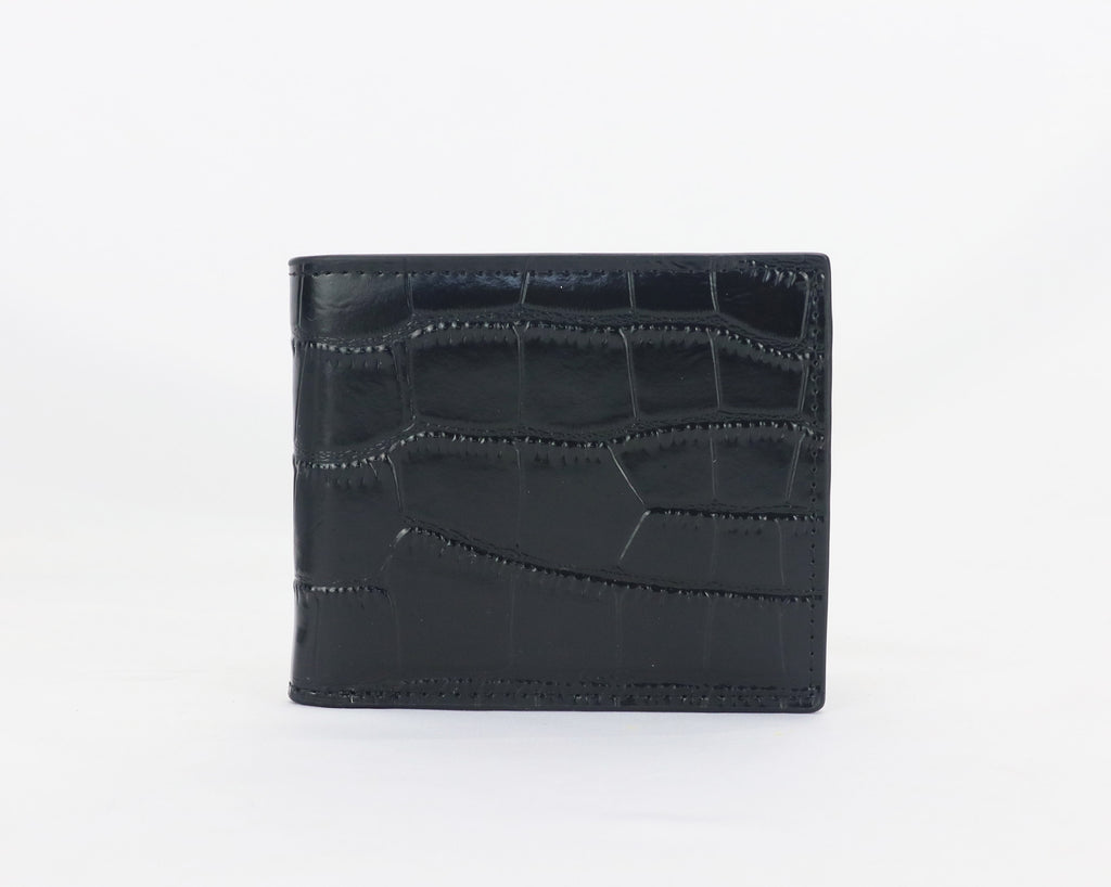 Mens Crocodile Printed Leather Bifold Wallet
