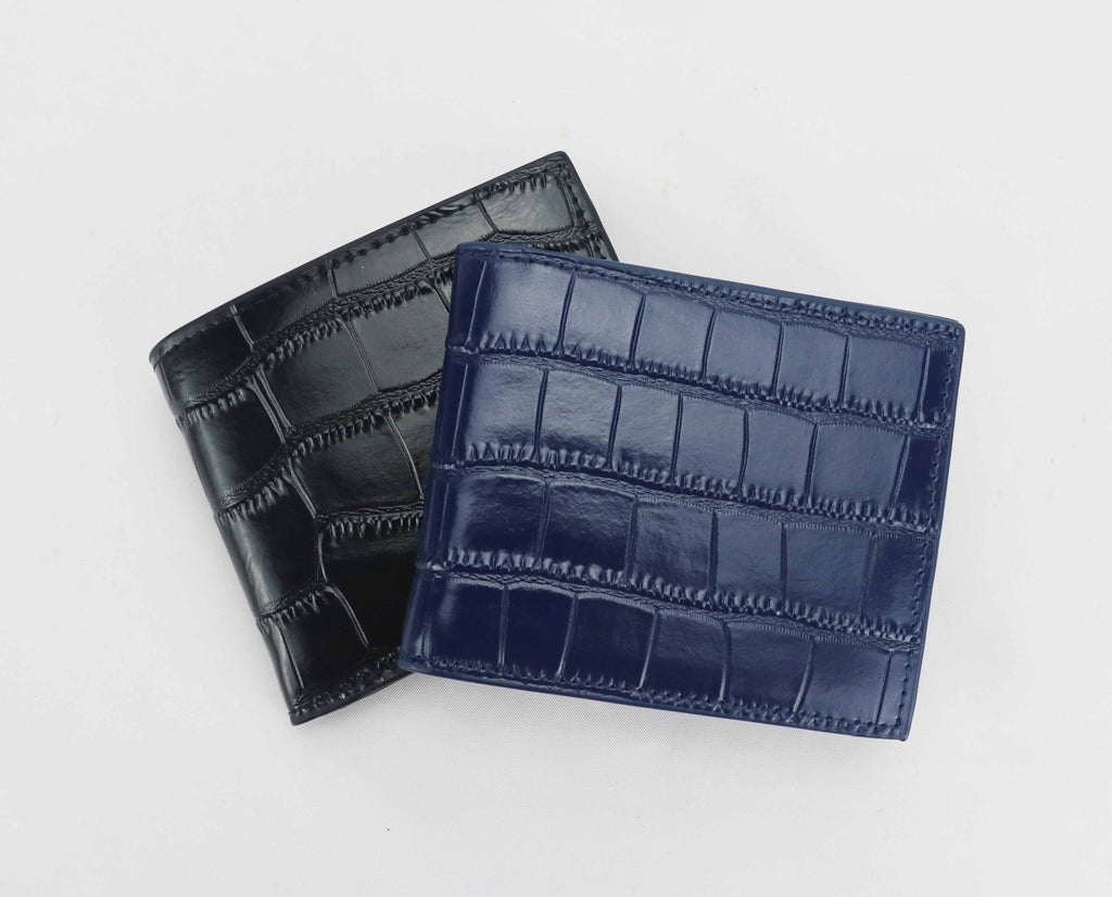 Mens Crocodile Printed Leather Bifold Wallet